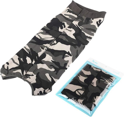 Dog Recovery Suit Abdominal Wound Puppy Surgical Clothes Post-Operative Vest Pet After Surgery Wear Substitute E-Collar & Cone(XL, Camouflage)
