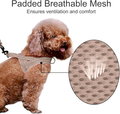Plutus Pet No Pull Dog Harness with Breathable Mesh Padded, Adjustable Reflective Escape Proof Dog Harness, Quick Fit Dog Vest Harness for Small Medium Large Dogs(XL, Beige)