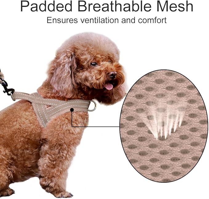 Plutus Pet No Pull Dog Harness with Breathable Mesh Padded, Adjustable Reflective Escape Proof Dog Harness, Quick Fit Dog Vest Harness for Small Medium Large Dogs(S, Beige)