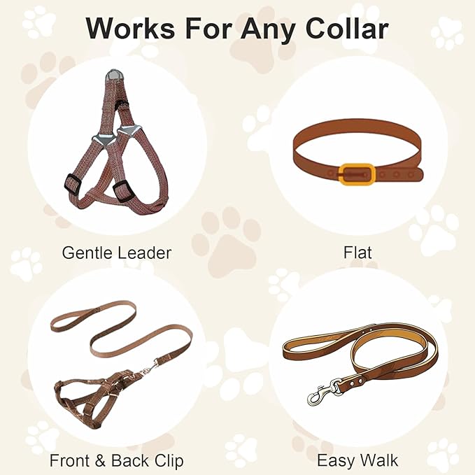 ElevateTech 2Pcs Dog Collar Safety Clip, Adjustable Double Ended Backup Clasp Leash Connector Gentle Leader Suitable Dog Harness Small Dogs Collar Walking Running Training Travel (Black Gray)