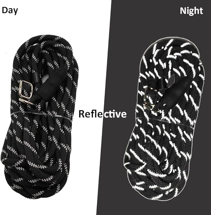 12FT Long Slip Lead Leash, 20ft 30ft 50ft Reflective Rope Training Lead Anti-Choking for Medium Dogs Small Puppy Pets Outdoor- Backyard- Playing- Recall- Traning (Black)