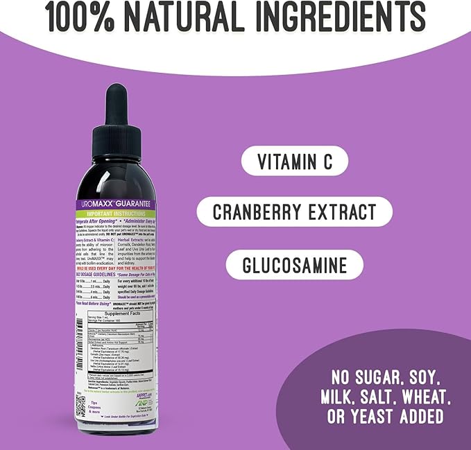 UroMAXX, Cat & Dog Urinary Tract Treatment, Bladder & Kidney Support for Dogs and Cats, Powerful Yet Gentle Pet Care, with Liquid Cranberry & Glucosamine, Salmon Flavor, 6 oz Bottle, 2 Pack
