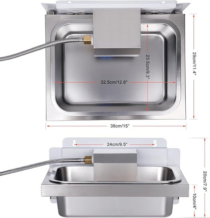 3Gal Automatic Dog Water Bowl Dispenser for Dogs Stainless Hanging Outdoor Self Filling Dog Bowl Large Breed Pet Waterer Metal Wall Mounted Auto Fill Big Dogs Waterer for Cats Chicken Livestock