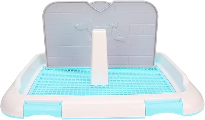 TITA-DONG Puppy Training Toilet Tray, Cat Potty Fence, Dog Scheduled Urination Pad Holder for Small and Medium Dogs (Blue)