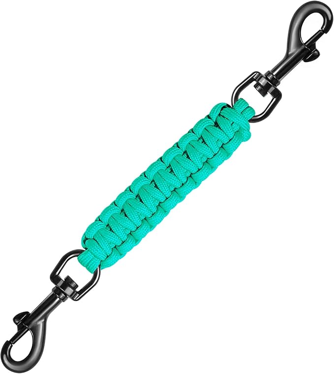 Dog Collar Safety Clip with Dual Clasps,Handmade Backup Safety Strap for Dog Harness, Collars and No Pull Harness Connectors (Teal)