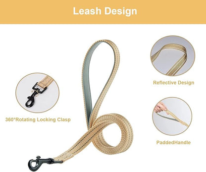 Hipubby Dog Harness and Leash Set, No Pull Soft Mesh Puppy Harness for Small Medium Dogs, Cats - Step in Reflective Breathable Lightweight Vest Harness for Walking, Training - Khaki, XS