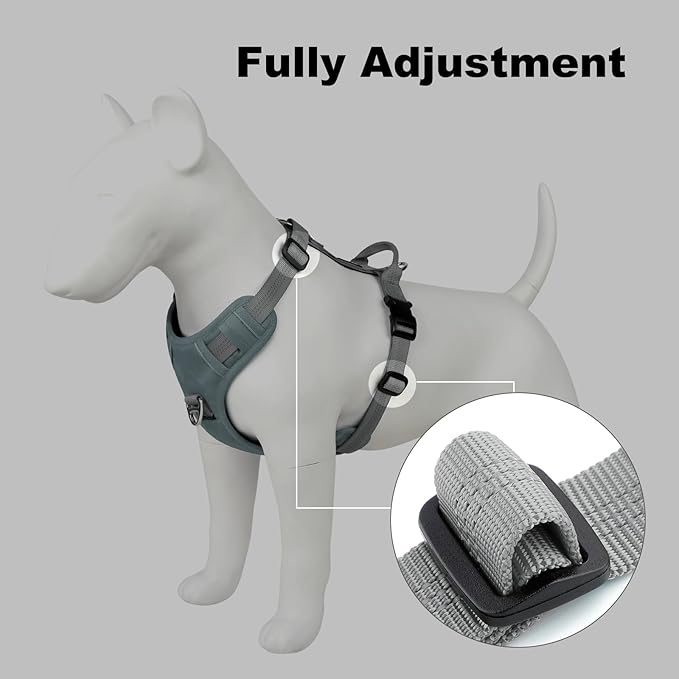 Plutus Pet No Pull Dog Harness, Reflective Adjustable Dog Vest Harness with Handle, Escape Proof, Soft Padded for Small Medium Large Dogs (Gray, XS)