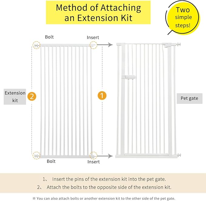 Lumizone Extra Tall Cat Gate Extension Kit 55.12" High Pressure Mounted 2025 New 29.52" Extra Wide 1.37" Gap No Drilling Tall Pet Gate for Dogs (White, 55.12" H x 29.52" W, Extension)