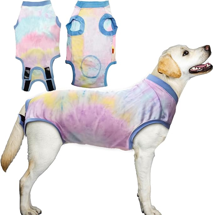 Dog Surgery Recovery Suit, Surgical Recovery Suit for Dog Male Neuter, Female Spay Shirt, Cone Alternative Pet Surgical Onesie Post Surgery Bodysuit, Tie-dye Light Blue, X-Large