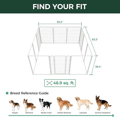 FXW AuraSpace Pro Acrylic & Wire Mesh Indoor Dog Playpen, 40" Height 12 Panels Metal Dog Pen for Medium and Large Dogs, White│Patented