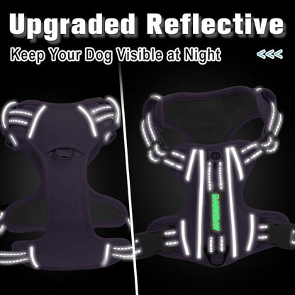 BARKBAY Dog Harness No Pull Oxford with ID Tag Pocket - Heavy Duty, Reflective, Easy Control for Large Dogs(Violet Purple Oxford,S)