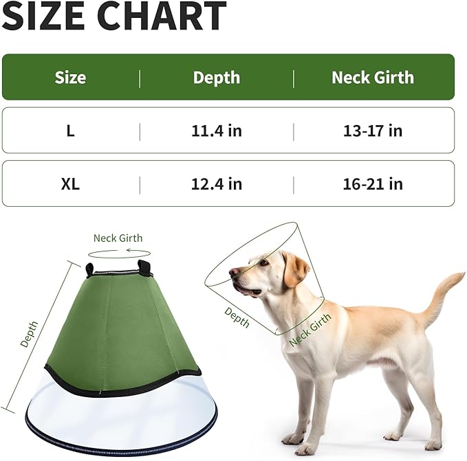 Soft Dog Cone Collar for Large Medium Dogs After Surgery, Cone for Dogs to Stop Licking, Adjustable Dog Recovery Lightweight Elizabethan Collar (XL)