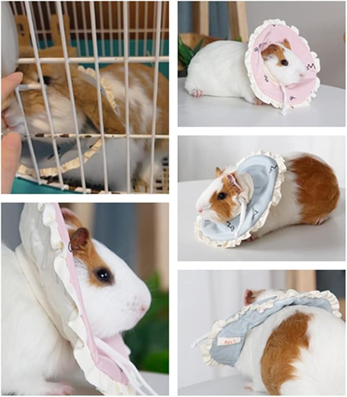 Adjustable Guinea Pig Cone Pet Recovery Collar,Soft Pet Recovery Collar for Rabbits/Chinchilla/Kittens After Surgery Wound Healing,Elizabeth Neck E-Collar for Small Animals (S)