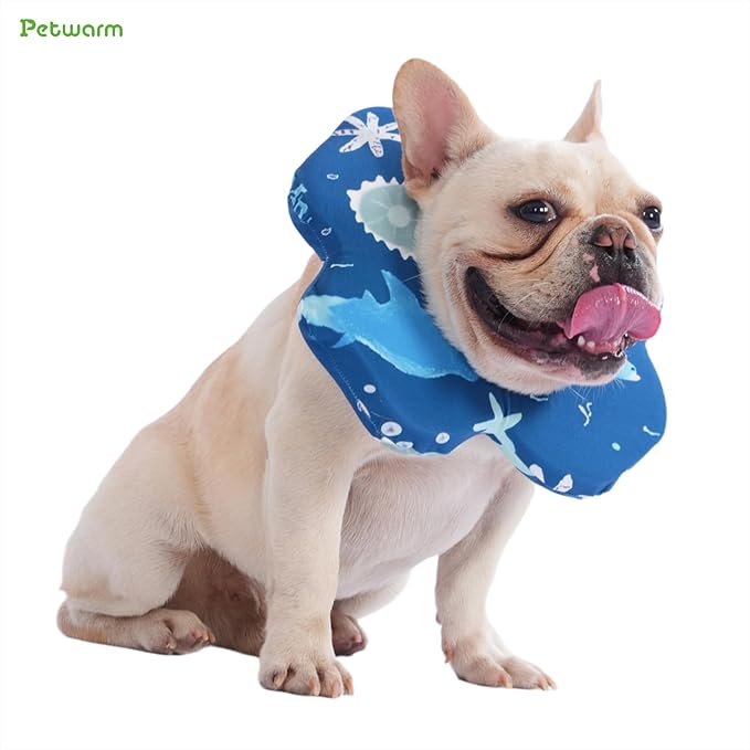 PetWarm Dog Recovery Collar, Recovery Collar for Dogs, Lightweight Soft Flower Design, Comfortable Neck Protector Helps Discourage Licking, Post-Visit Protective Collars, Animal Print, Blue, S