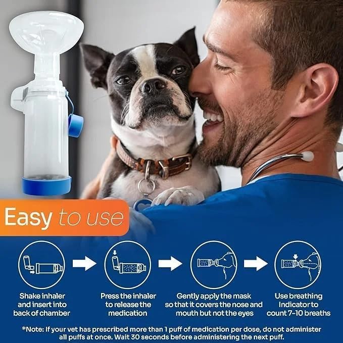 Pet Inhaler Spacer with Two Face Mask, Handheld Aerochamber for Dogs and Cats, Aero Chamber with Mask for Dogs and Cats, Dog and Cat Inhaler Spacer, Comfortable Face Mask (for Cats & Dogs Small)