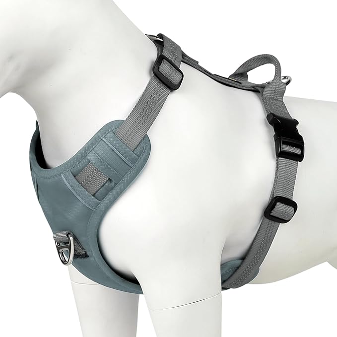 Plutus Pet No Pull Dog Harness, Reflective Adjustable Dog Vest Harness with Handle, Escape Proof, Soft Padded for Small Medium Large Dogs (Gray, M)