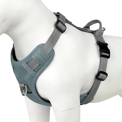 Plutus Pet No Pull Dog Harness, Reflective Adjustable Dog Vest Harness with Handle, Escape Proof, Soft Padded for Small Medium Large Dogs (Gray, XS)