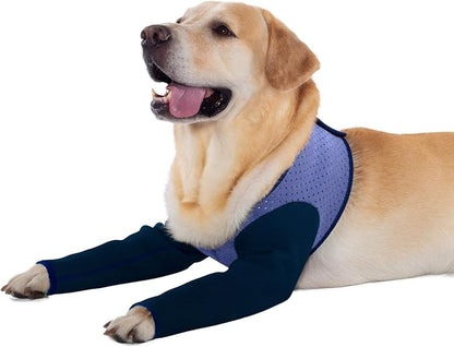 Coodeo Dog Recovery Sleeves, Cone Collar Alternative, Abrasion Resistant Dog Recovery Suit, Washable 2.5mm Thick and Waterproof, Pet Wounds Prevent Licking, Biting (Purple, S)