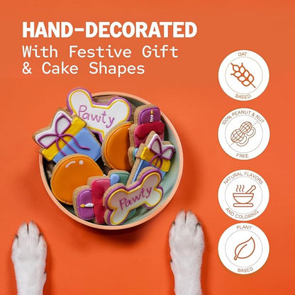 Dog Birthday Treats | Hand-Decorated Treats – 3 Pack in Gift Box | Extra Large Treat 62g Cookie, Vegan Dog Birthday Cake
