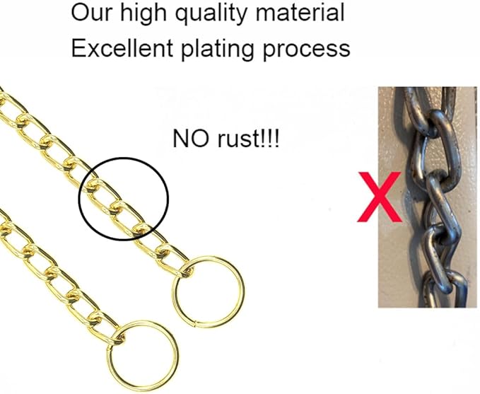 Dog Chain Collar, Metal Slip Link Training Heavy Duty Dog Collar Martingale Puppy Collars for XXS XS Small Medium Large Big Dogs, Silver+Gold XS