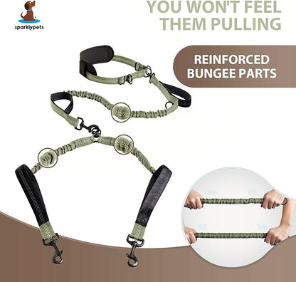 SparklyPets - Hands Free Dog Leash with Reflective Stitches - Waist Leash for Medium & Large Dogs Walking, Hiking, Training, Jogging, Canicross, Running