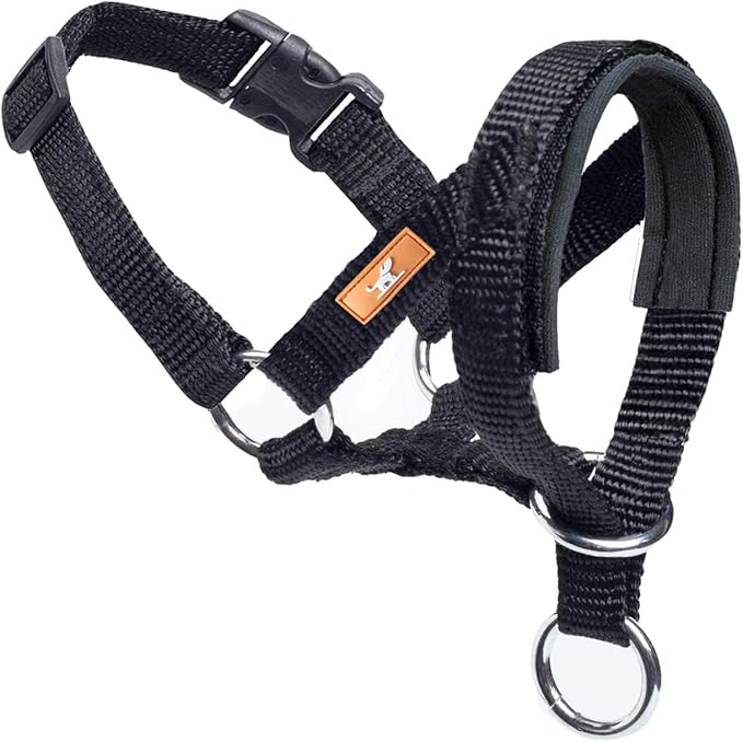 Dog Head Collar with Soft Fabric, Dog Head Harness to Stop Pulling with Adjustable Loop(S,Black)