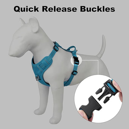 Plutus Pet No Pull Dog Harness, Reflective Adjustable Dog Vest Harness with Handle, Escape Proof, Soft Padded for Small Medium Large Dogs (Light Blue, M)