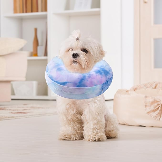 Inflatable Dog Cone Collar for Dogs and Cats, Dog Neck Collar Recovery E Collar Alternative After Surgery, Elizabethan Collar Alternatives for Dogs Recovery (Purple Blue, M)