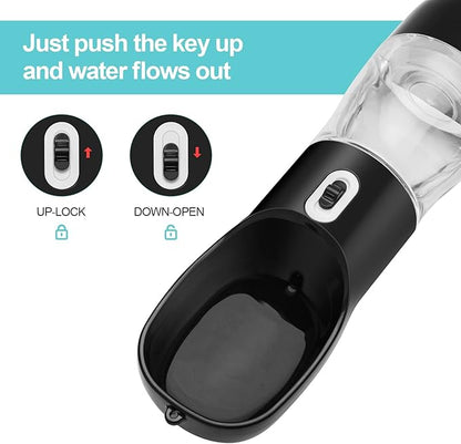 Outdoor Dog Water Bottle Portable - Leak Proof Bottles Dispenser for Dogs On The Go with Food Container Multifunctional Travel Outdoor（Black）
