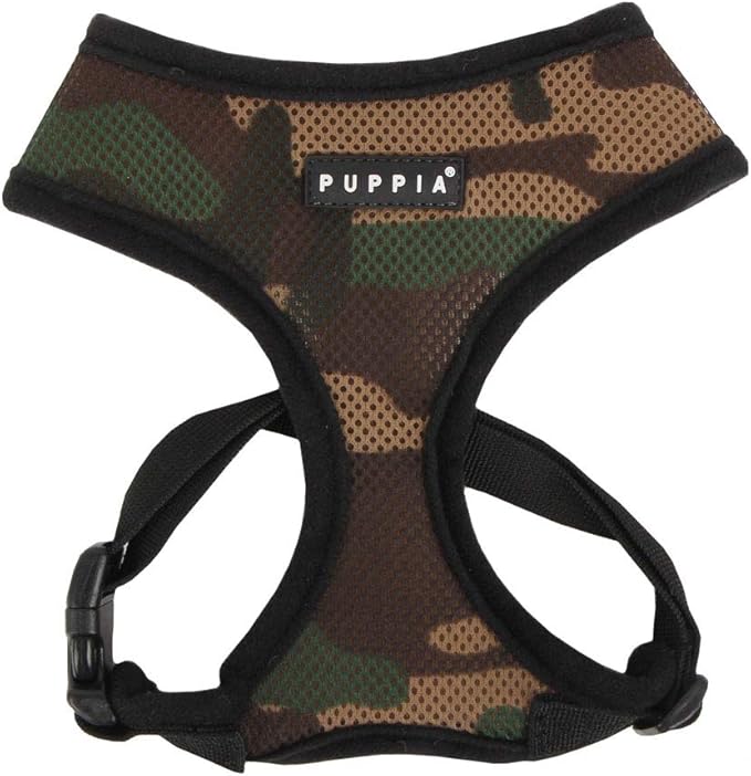 Puppia Soft Dog Harness No Choke Over-The-Head Triple Layered Breathable Mesh Adjustable Chest Belt and Quick-Release Buckle, Camouflage, XX-Large