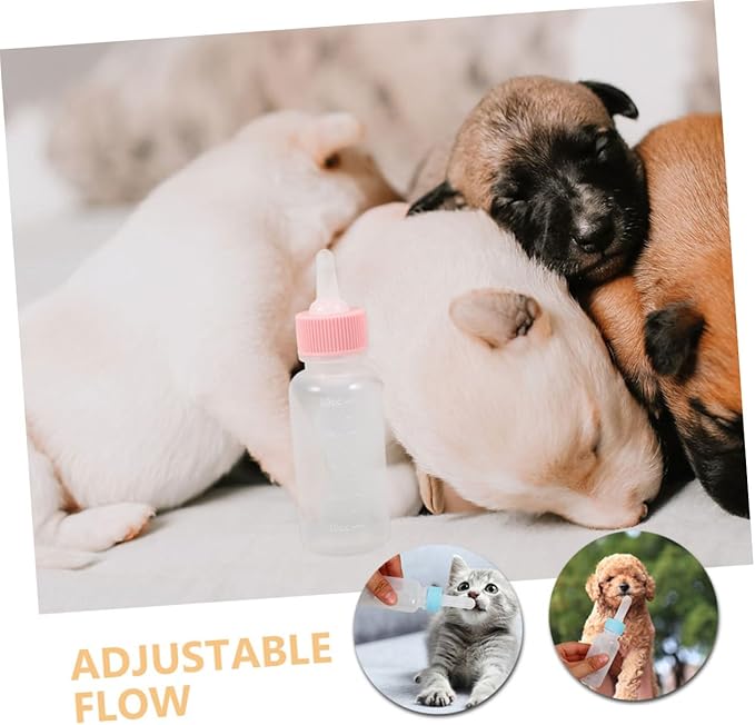 POPETPOP 2pcs Newborn Kitten and Puppy Feeding Bottles Small Animal Milk Bottles Replacement Nipples for Nursing Construction for Safe Pet Feeding