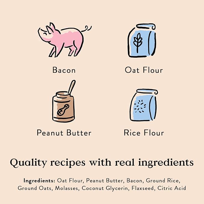Bocce's Bakery Bac'N Nutty Training Treats for Dogs,Wheat-Free Dog Treats,Made with Real Ingredients,Baked in The USA,All-Natural & Low Calorie Training Bites,PB & Bacon Recipe,6 oz,(Pack of 2)