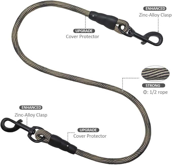 BTINESFUL 3FT Dog Tie Down, Nylon Rope Short Dog Tether Indoor Training Safety Vehicle Tether for Large Medium Strong Puppy