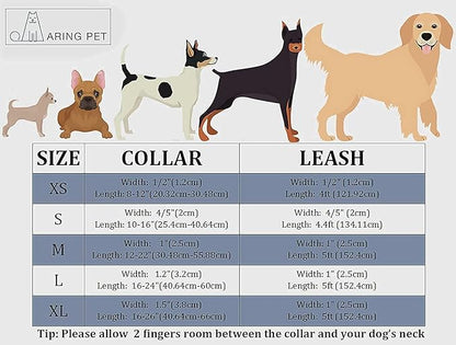 ARING PET Velvet Dog Collar and Leash Set, Soft Purple Dog Collar and Leash, Adjustable Collars for Dogs