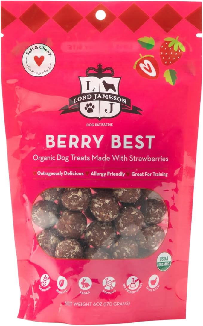 Lord Jameson Blue Bliss and Berry Best Bundle – Organic Soft & Chewy Dog Treats, Allergy Safe Dog Treats for Training & Snacking, Gluten Free & Plant-Based, Made in USA