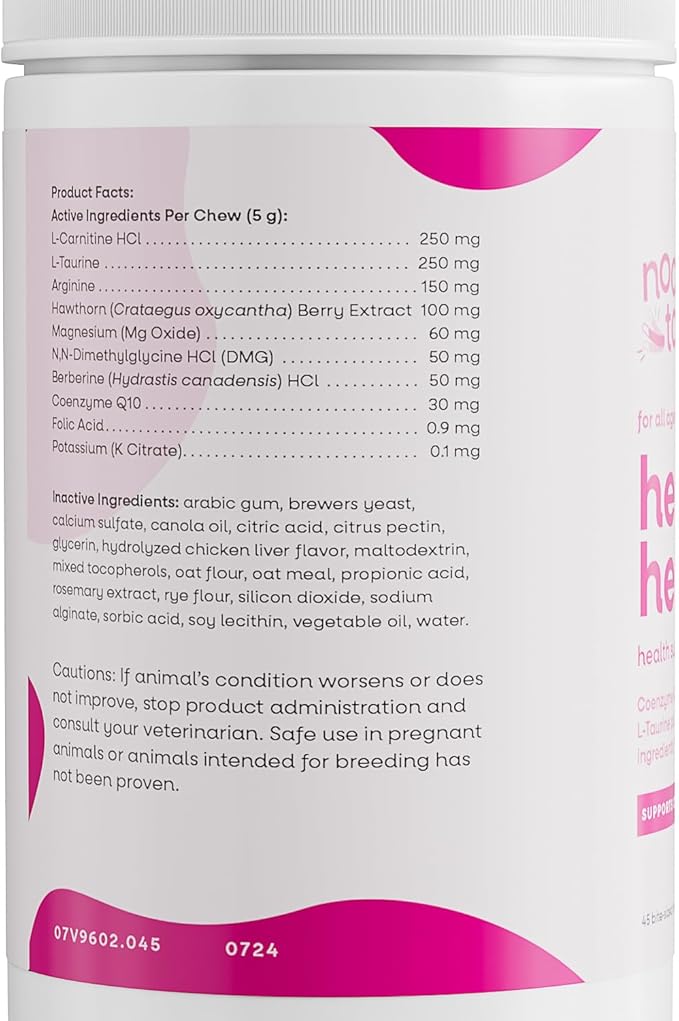 Heart Support Supplement for Dogs - L-Taurine, L-Carnitine, EPA and DHA, Coenzyme Q10 - Aids Circulatory Strength, Cardiovascular Support, Heart Muscle Function