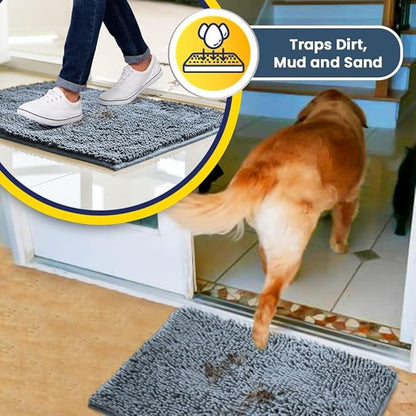 Muddy Mat® | Super Absorbent Door Mat Indoor, Microfiber Quick Dry Chenille Entryway Rug, Non-Slip Front Door Mat, Indoor Mats for Entryway, Machine Washable Pet Rug, Baby Blue 24"X36"
