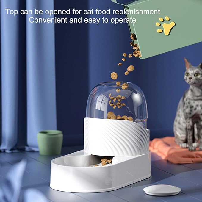 Dog Automatic Feeders, Pet Automatic Food Feeder and Drinker Dog Travel Supplies Feeder and Drinker For Cat Rabbit Pet Animal (Pearl White)