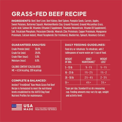 Instinct FreshDried Bites, Natural Freeze-Dried Dog Food, Grain-Free - Grass-Fed Beef, 45 oz. Bag