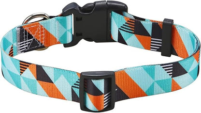 Mihqy Dog Collar with Bohemia Floral Tribal Geometric Patterns - Soft Ethnic Style Collar Adjustable for Small Medium Large Dogs（Geometry,S）
