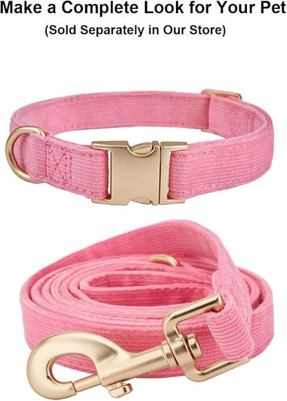 Soft Cotton Dog Leash, 5 Ft Heavy Duty Corduroy Dog Leashes with Gold Metal Hook for Small Medium Large Dogs,Small,Pink