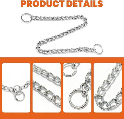 Heavy Duty Metal Chain Martingale Collar:,Adjustable Choke Slip Collar for Training Large & Extra Large Dog Breeds