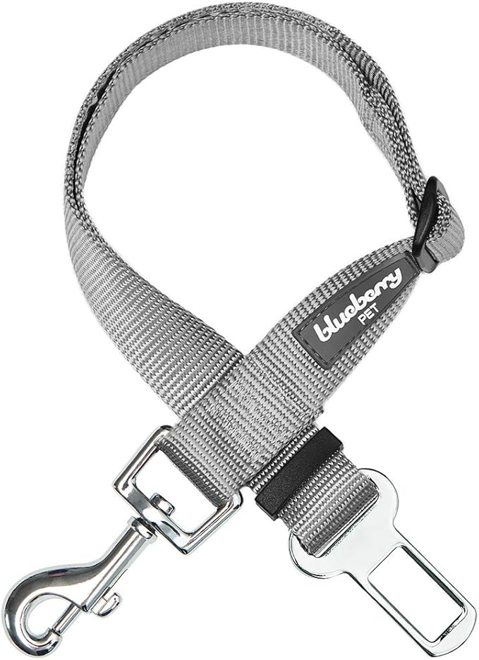 Blueberry Pet Dog Leash Puppy Essentials Seat Belt Tether for Dogs Cats, Gray, Heavy Duty Dog Leashes for Large Dogs - Safety for Pet Parents, Road Trip Enthusiasts, 2"x27.5"