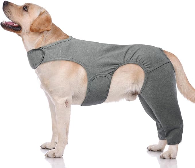ROZKITCH Dog ACL Surgery Recovery for Rear Right Left Leg, Pet Prevent Licking Wound Elbow Protector, Male Female Dog Recovery Suit Rear Legs for Sprain ACL CCL Arthritis Joint Care Grey L