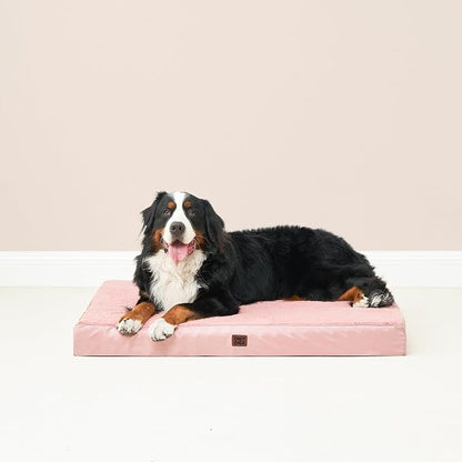 EHEYCIGA Orthopedic Dog Beds for Large Dogs with Removable Washable Cover, Pink, 36x27