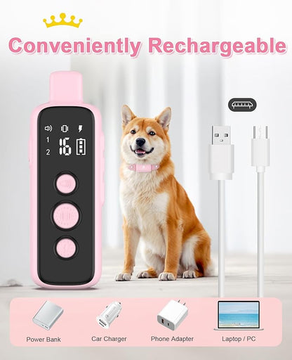 Bousnic Shock Collar for Dogs - Waterproof Rechargeable Dog Electric Training Collar with Remote for Small Medium Large Dogs with Beep, Vibration, Safe Shock Modes (8-120 Lbs)