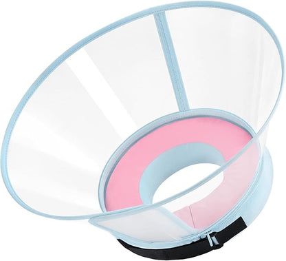 Sponge Core Dog Cone, Inflatable Dog Cone Collar Alternative, Dogs Donut Collar After Surgery, Soft Cone for Large Medium Small Dogs to Stop Licking, No Inflation Required, Clear View(Size 8, Pink)
