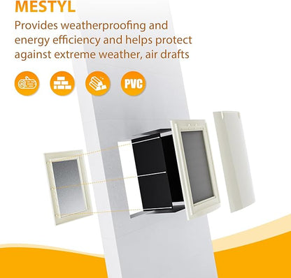 mestyl Dog Door for Wall, Pet Door, Doggie Door with Telescoping Tunnel, Double Magnetic Flaps and Sliding Lock Panels, 3-Flap Dog Door and Cat Door, Easy to Install, White, Medium