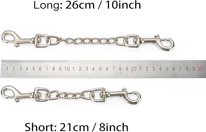 Safety Clip Metal Double Ended Backup Dog Collar Clip for Prong Harness Connector (Medium)