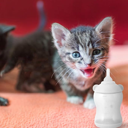 Silicone PET Nursing Bottle for Kittens and Puppies Leak-Proof Milk Feeder 100% Food-Grade Material Portable Feeding Bottle for Small Animals